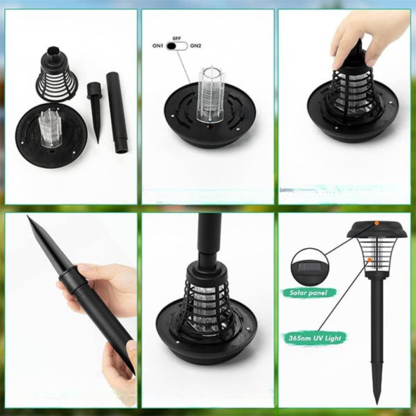 Соларна лампа против комари за открито – комплект 2 броя с UV защита и декоративно осветление 5