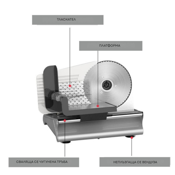 Електрическа машина за рязане с 190 мм нож и регулируема дебелина 1–15 мм