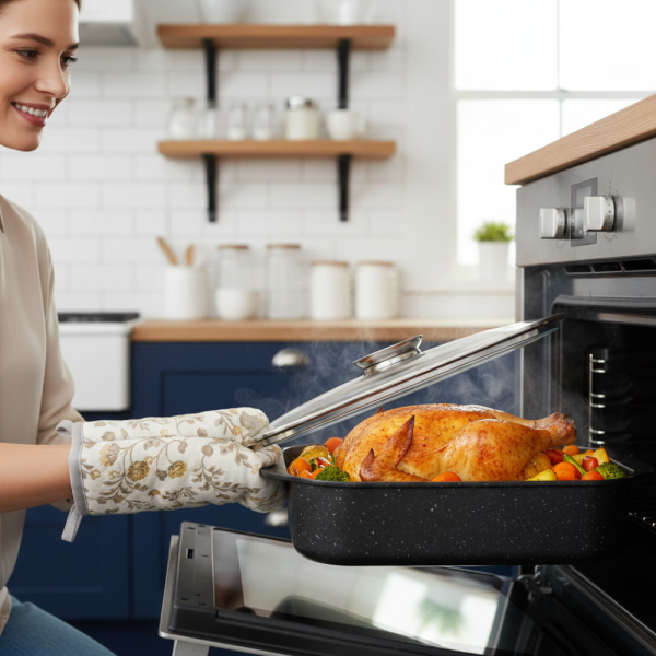 Ростер Goldman с мраморно покритие – правоъгълен съд с капак, 5.5 л и 6.6 л, за фурна и всички котлони 7