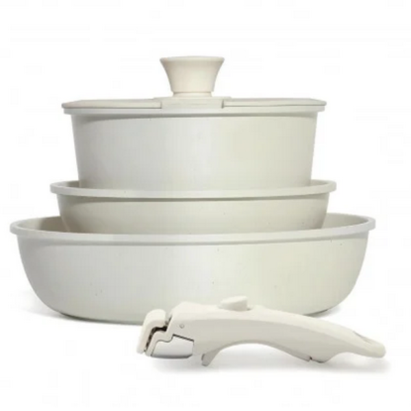 Комплект съдове Goldmann GM-1005 – 5 части с подвижна дръжка, мраморно покритие и индукция