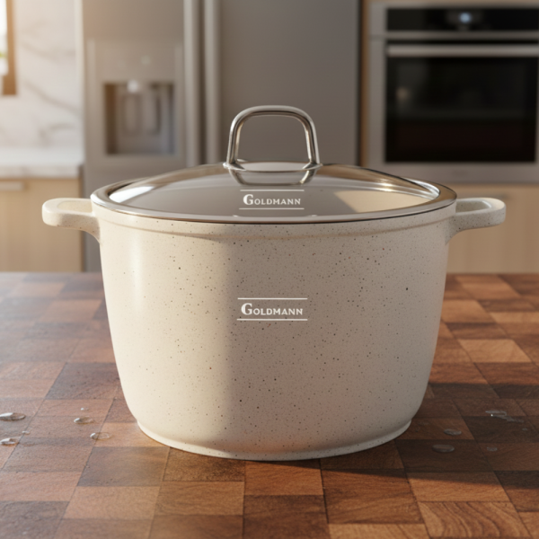 Дълбока тенджера Goldmann GM-0624B с мраморно покритие, 24 см, 6.2 л, индукция 999GM0624B 2