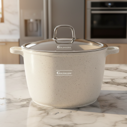 Дълбока тенджера Goldmann GM-0624B с мраморно покритие, 24 см, 6.2 л, индукция 999GM0624B