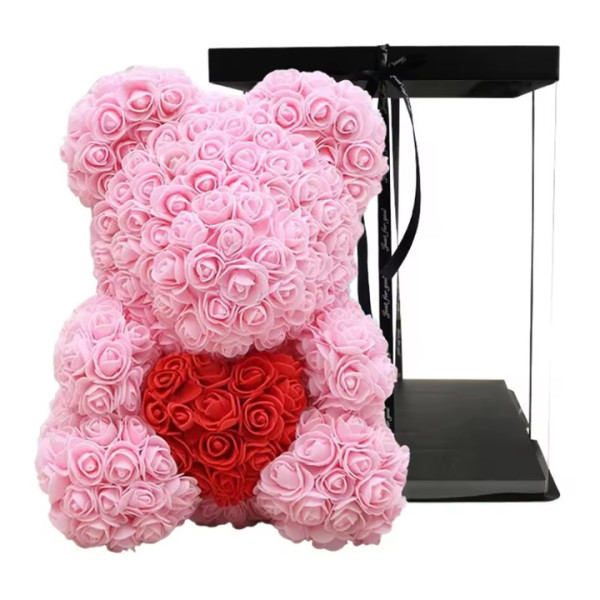 Мече от рози с подаръчна кутия в различни цветове