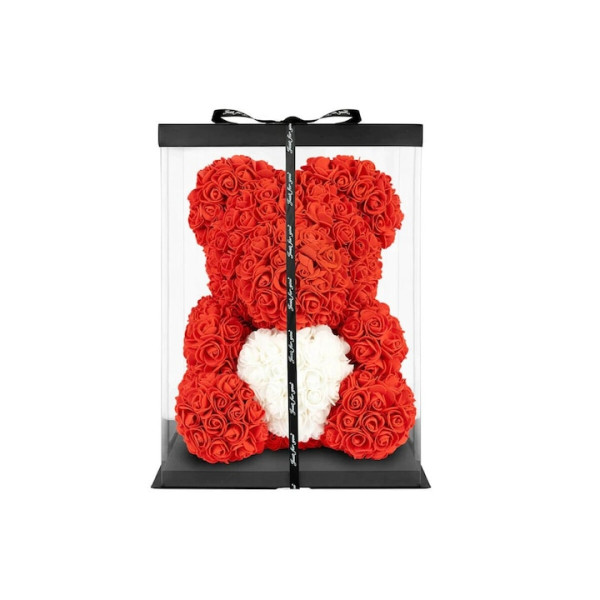 Мече от рози с подаръчна кутия в различни цветове 15