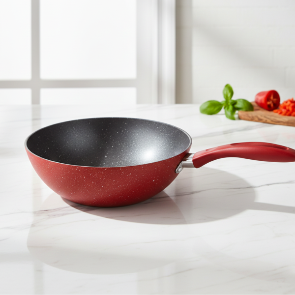 Уок тиган Voltz OV54420A28 Ø28 см – мраморно незалепващо покритие, индукционен, червен 5