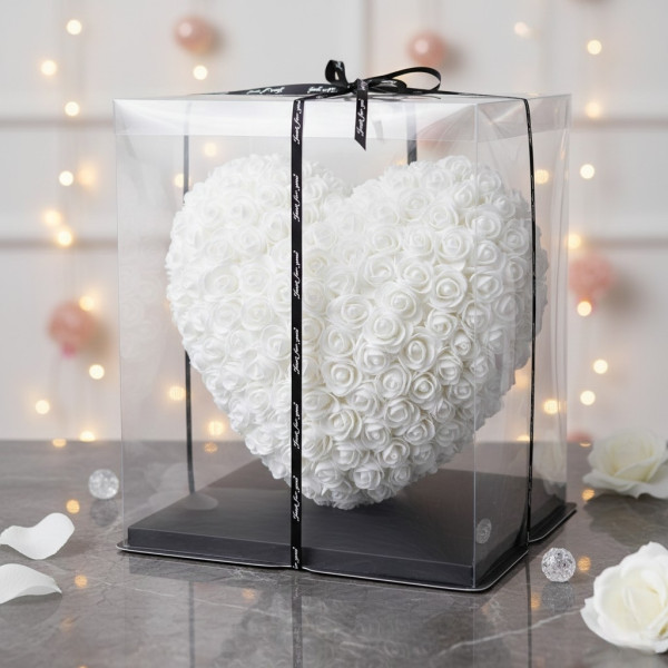 Декоративно сърце от изкуствени рози в подаръчна кутия 3