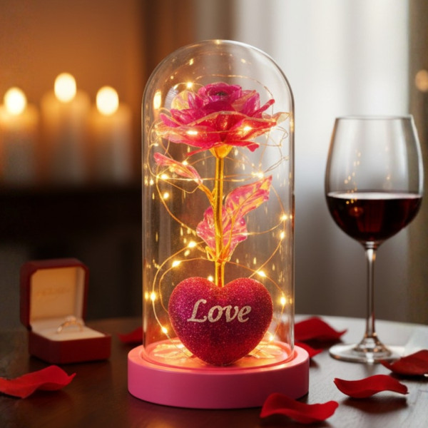Светеща декоративна роза в купол - Светлина, романтика и любов 4