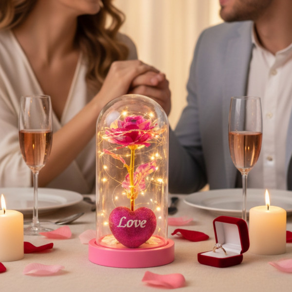 Светеща декоративна роза в купол - Светлина, романтика и любов 5