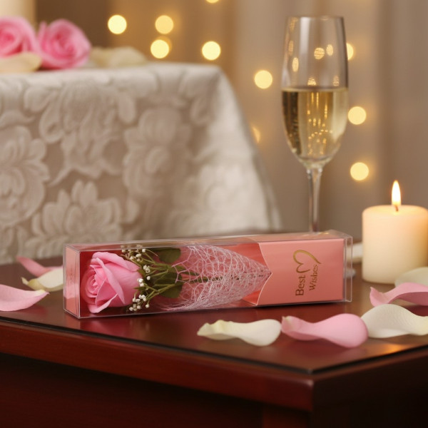 Декоративна единична роза в подаръчна кутия „Best Wishes“ 4