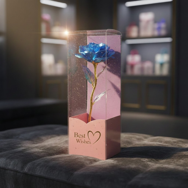 Декоративна цветна роза „Best Wishes“ със златно стъбло 2