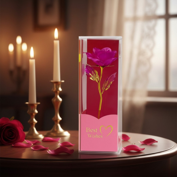 Декоративна цветна роза „Best Wishes“ със златно стъбло 5