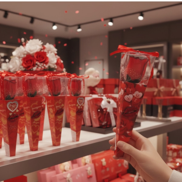 Романтичен букет с червени рози и декоративна лента – перфектен подарък за всека специален повод 2