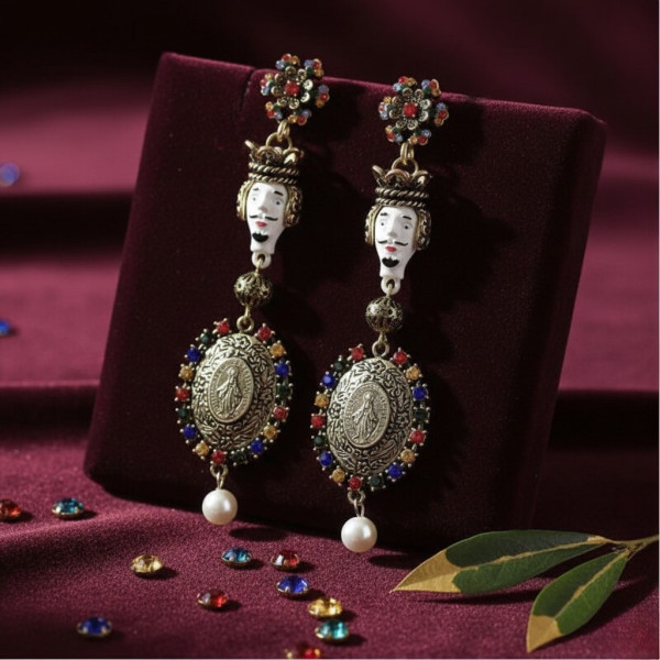 Ретро стил обеци с Бароков крал А35