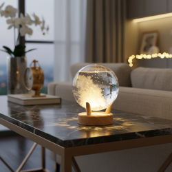 Сфера с LED лампа и кристали за времето - от буреносно стъкло TQY3