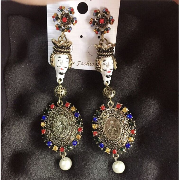 Ретро стил обеци с Бароков крал А35 4