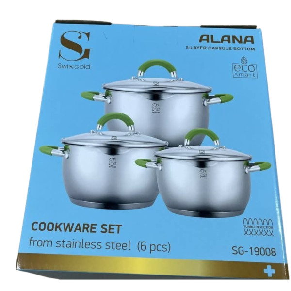Комплект тенджери Swisgold Alana – 3 броя с капак от неръждаема стомана с 5-слойно капсулно дъно 4