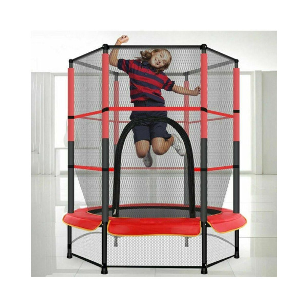 Мини батут с мрежа за безопасност – Компактен и забавен избор за деца