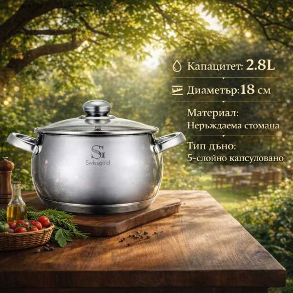 SwissGold Emmie Тенджера с капак , SG-19033