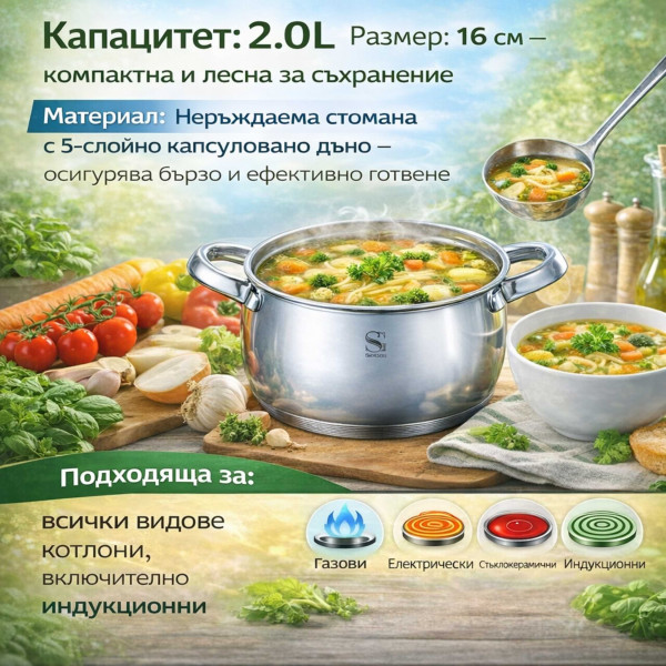 SwissGold Emmie Тенджера 2.0L с капак, SG-19032 1