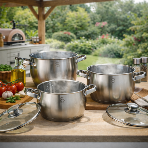 Комплект тенджери Swissgold EMMIE (SG-18099) – 3 броя с 5-слойно капсуловано дъно