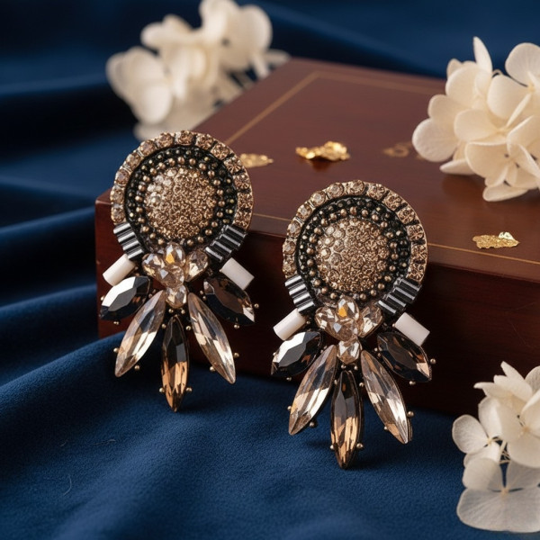 Стилни дамски обеци с кристали в три различни цвята А61 2