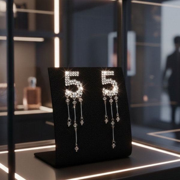 Дамски обеци с цифрата пет и висулки А87 1
