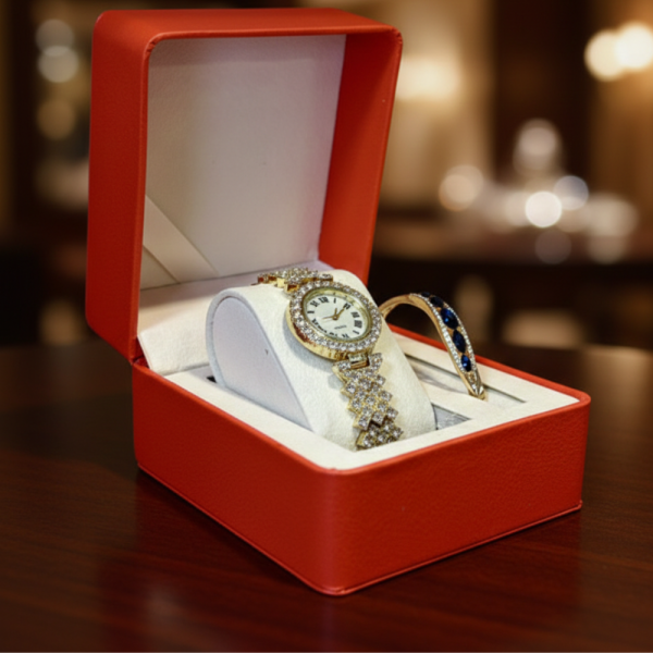 Луксозен дамски комплект елегантен часовник и нежна гривна 2