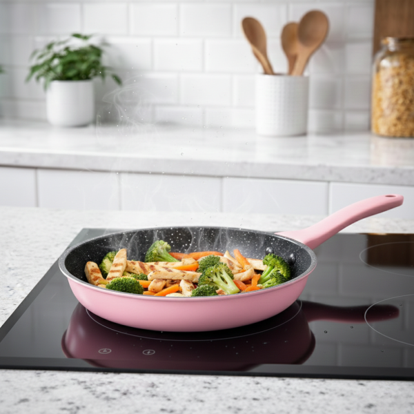 Комплект тигани Cheffinger  розово с мраморно покритие – 3 части за всяка кухня 2