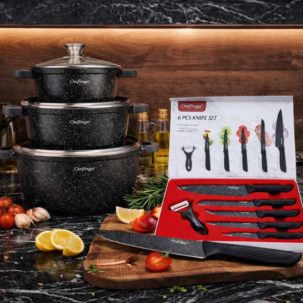 Комплект мраморни тенджери 6 части Cheffinger + ПОДАРЪК Ножове Cheffinger (6 части) 2