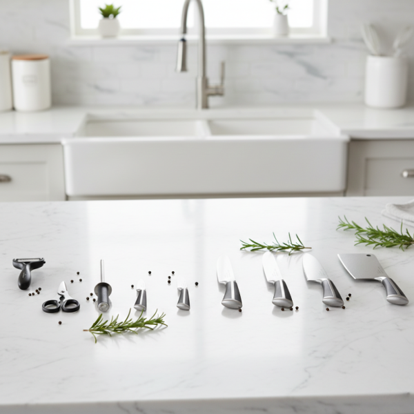 Комплект кухненски ножове Cheffinger – 9 части със стойка, точило и аксесоари 5