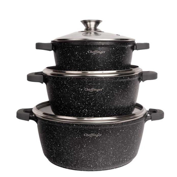 Комплект мраморни тенджери 6 части Cheffinger + ПОДАРЪК Ножове Cheffinger (6 части) 15