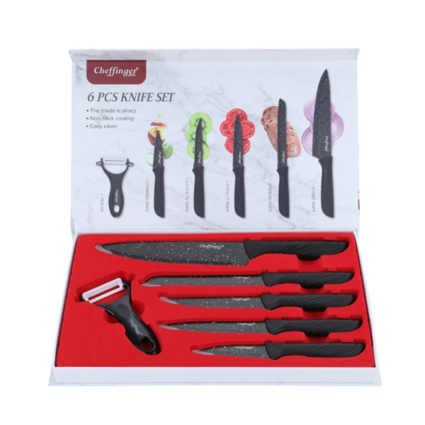 Комплект мраморни тенджери 6 части Cheffinger + ПОДАРЪК Ножове Cheffinger (6 части) 16