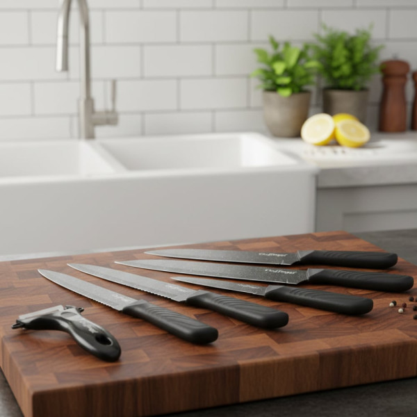 Комплект мраморни тенджери 6 части Cheffinger + ПОДАРЪК Ножове Cheffinger (6 части) 20