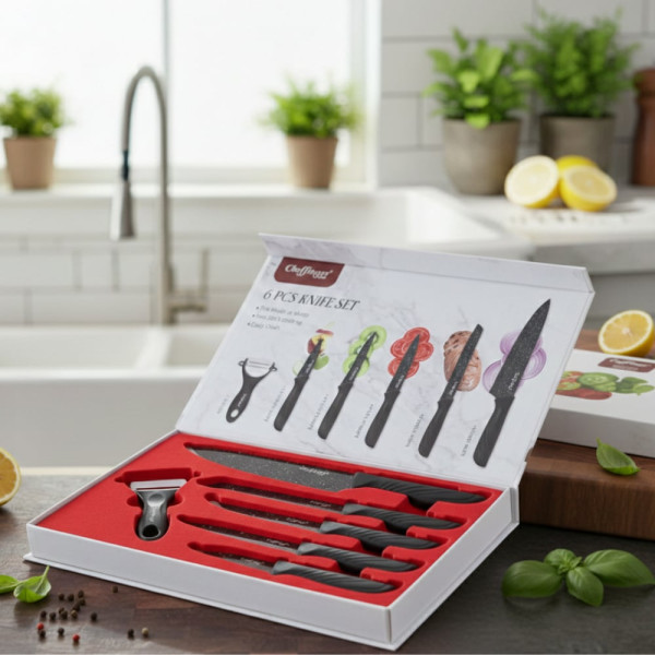Комплект мраморни тенджери 6 части Cheffinger + ПОДАРЪК Ножове Cheffinger (6 части)
