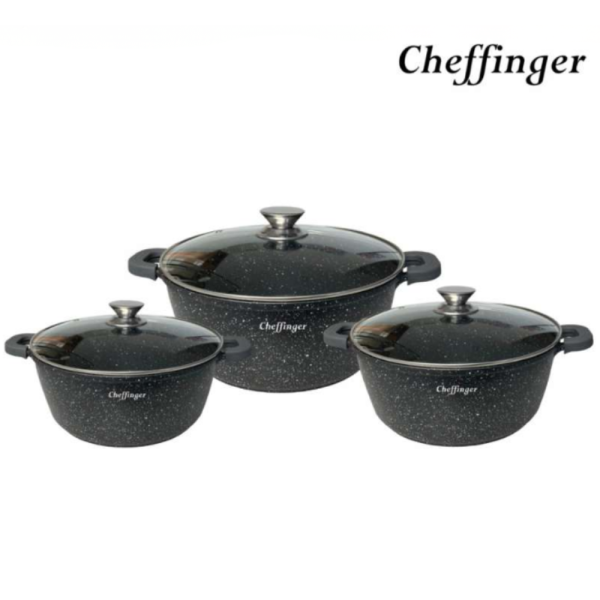Комплект тенджери Cheffinger – 6 части с мраморно покритие, 20 / 24 / 28см 7