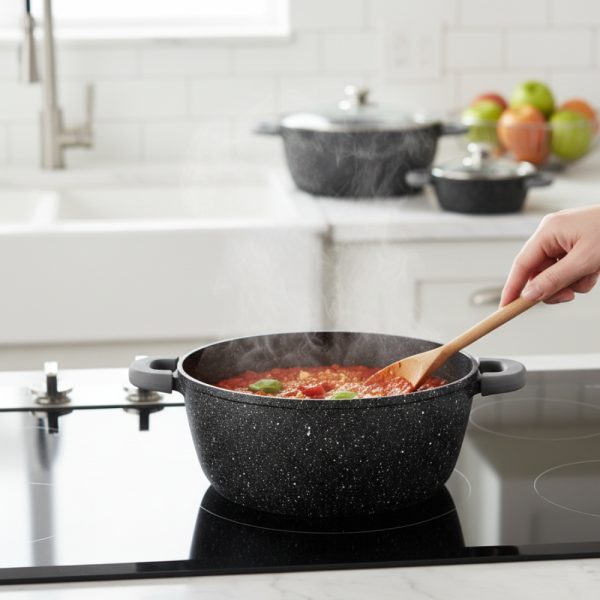 Комплект тенджери Cheffinger – 6 части с мраморно покритие, 20 / 24 / 28см 2