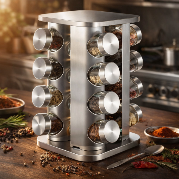 Въртящ се органайзер за подправки Cheffinger  - С 16 бурканчета от неръждаема стомана 1