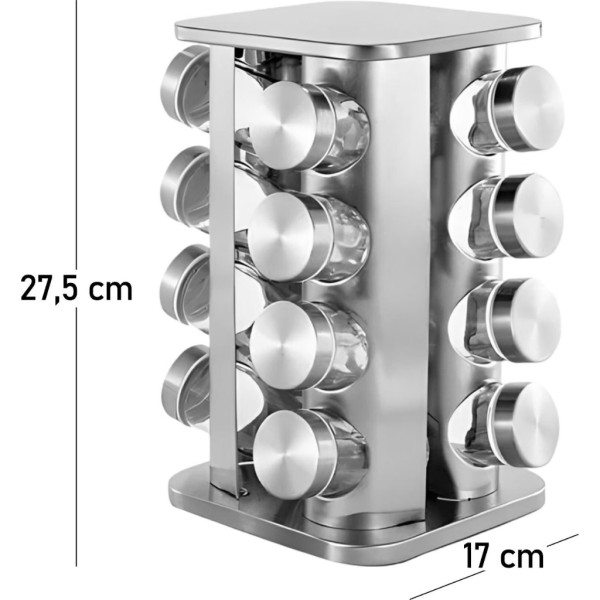 Въртящ се органайзер за подправки Cheffinger  - С 16 бурканчета от неръждаема стомана 7