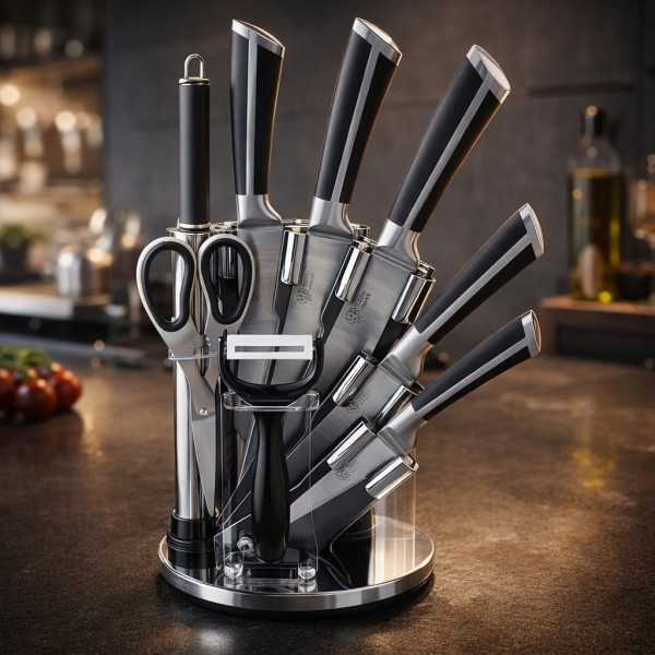 Комплект съдове за готвене 18 части + ПОДАРЪК Комплект ножове със стойка 3