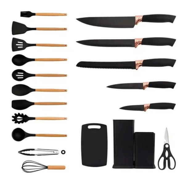 Кухненски комплект от 19 части Cheffinger - ножове, силиконови прибори, поставка и дъска за рязане 5