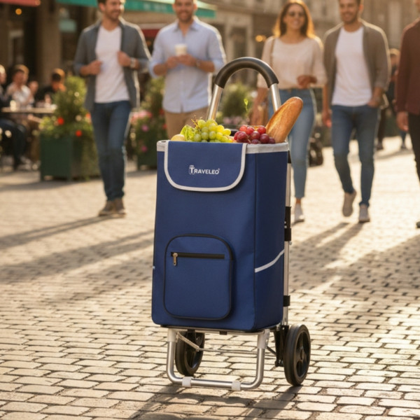 Сгъваема пазарска количка 56 литра – лека, водоустойчива и стабилна с алуминиева конструкция 3