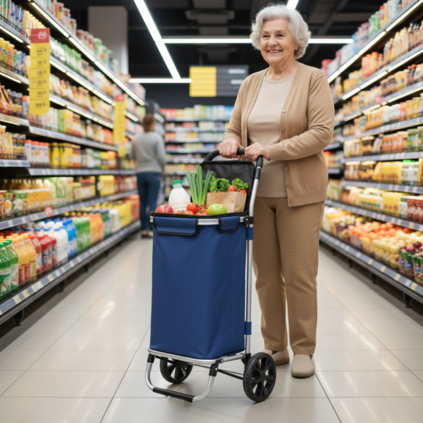 Количка за пазаруване – 40 л, водоустойчива, лека и удобна с 2 колела 2