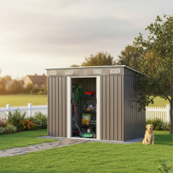 Метална градинска къща за инструменти с вентилация и заключване - 238 × 126 × 181 см