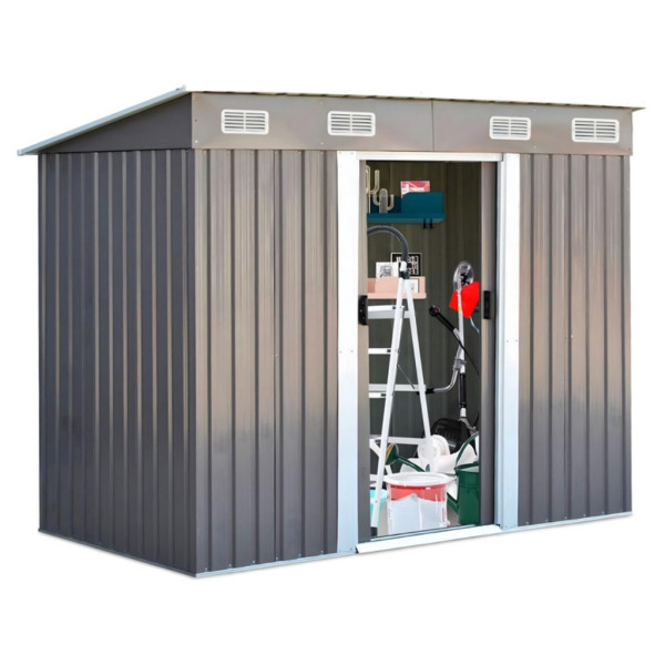 Метална градинска къща за инструменти с вентилация и заключване - 238 × 126 × 181 см