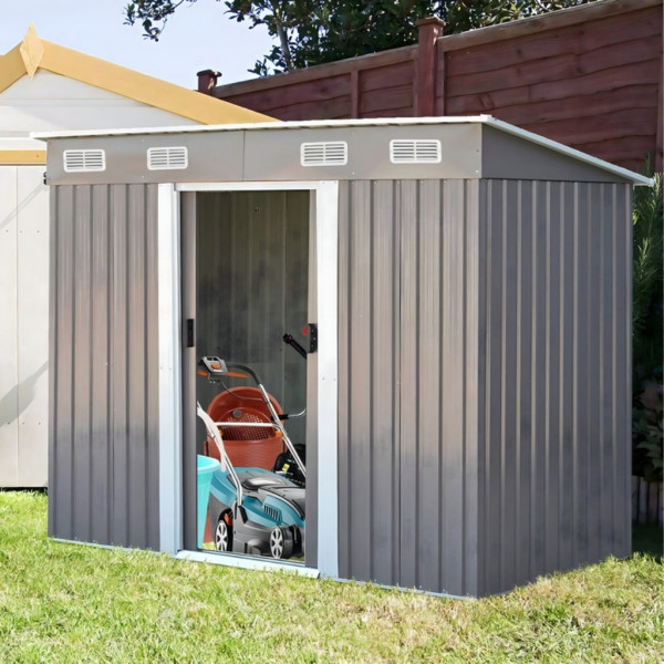 Метална градинска къща за инструменти с вентилация и заключване - 238 × 126 × 181 см 9