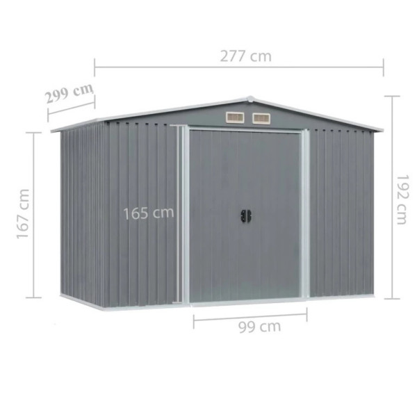 Метална градинска къща за инструменти с вентилация и заключване - 277 × 299 × 192 см 5