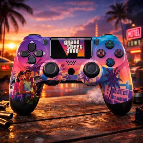 Безжичен джойстик за PS4 с тъчпад, вибрация и LED осветление – FC25 / GTA дизайн
