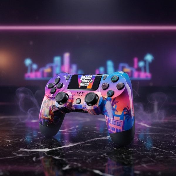 Безжичен джойстик за PS4 с тъчпад, вибрация и LED осветление – FC25 / GTA дизайн