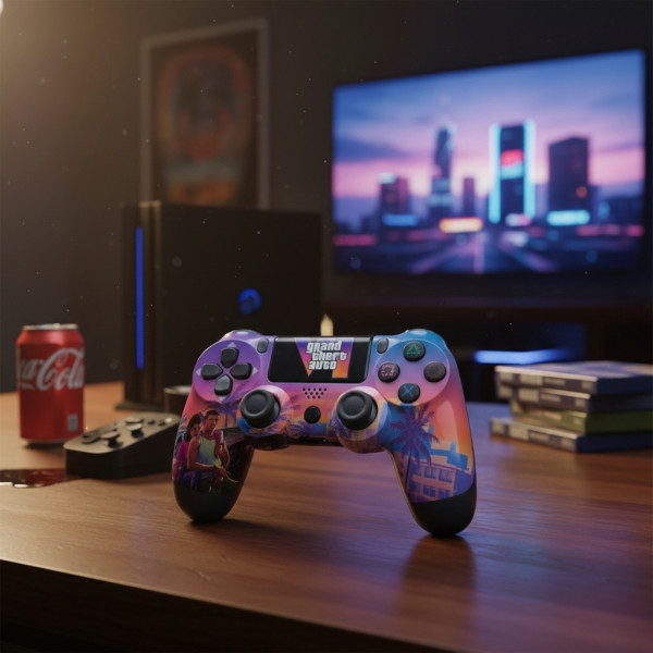 Безжичен джойстик за PS4 с тъчпад, вибрация и LED осветление – FC25 / GTA дизайн 7