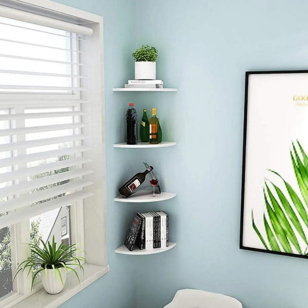 Комплект от 4 ъглови стенни рафта за съхранение – PVC 2